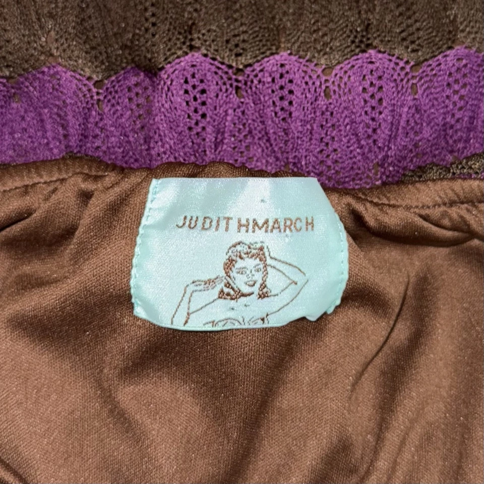 Judith March Dress Womens M Multicolor Boho Crochet Striped Abstract Strapless - Image 4 of 4