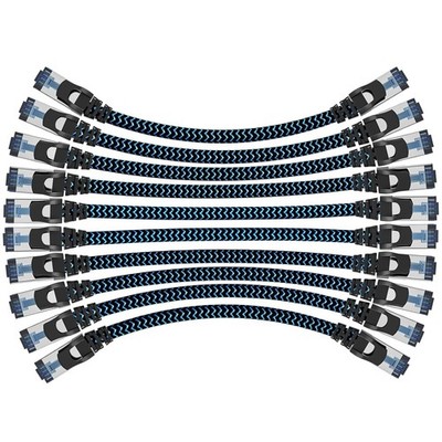 10 Stück 10x 0,5m LAN Kabel Netzwerkkabel CAT8 Ethernet Kabel, RJ45 Patchkabel