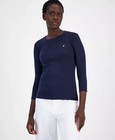 Nautica Jeans Women's Top Sz M Cotton Scalloped-Neck 3/4-Sleeve