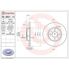 Disque De Frein Brembo 08.9621.14 Prime Line pour Alfa Romeo Fiat Lancia