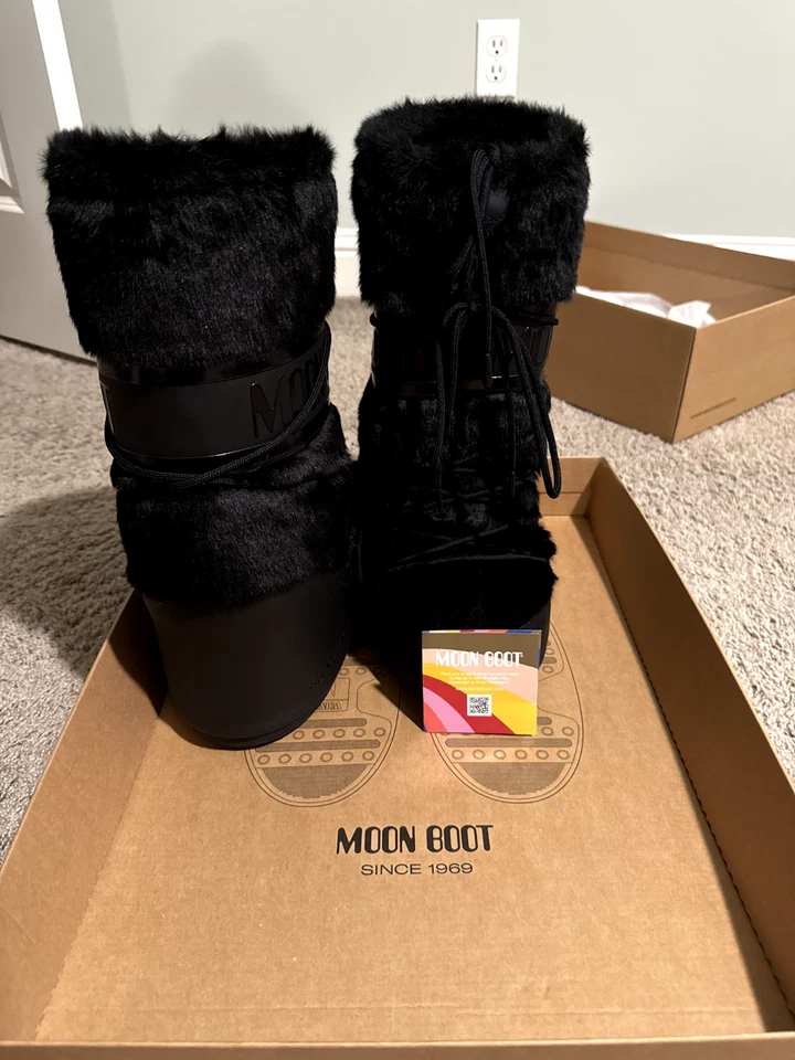 Moon Boot ICON Blac Faux Fur 32-34 - Image 2 of 3