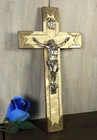 Antique French Art Deco Wall Crucifix Christ Silver Plated -Ships DDP to USA
