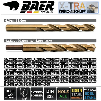 Spiralbohrer Baer HSSE / CO Metallbohrer Set Cobalt Bohrer Edelstahlbohrer Satz