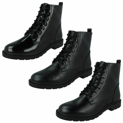 Damen Spot On Synthetik Schnürstiefeletten Freizeit