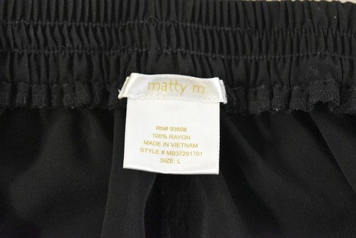 Matty M Womens Pants Size L Black Solid Wide Leg Capri Slacks Rayon - Picture 4 of 4