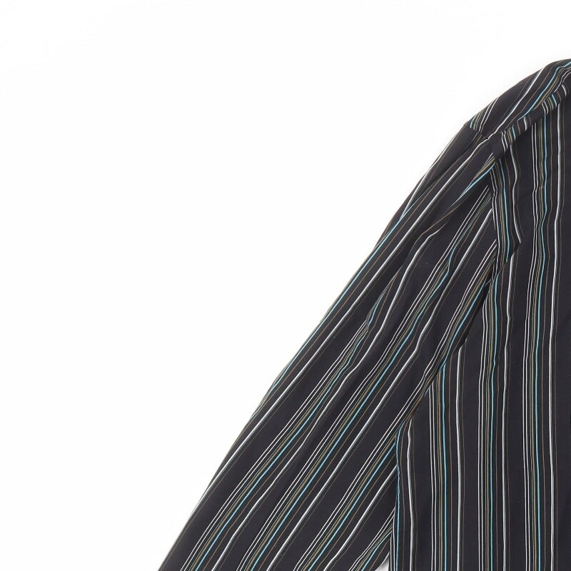 Dunnes Stores Mens Black Striped Cotton Dress Shirt Size 2XL Collared