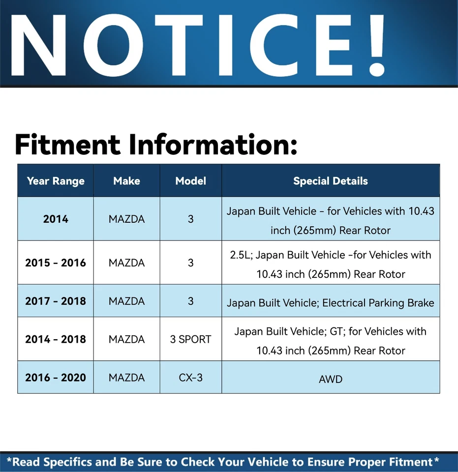 11.61" Front Drilled Rotors Ceramic Brake Pads for 2014-2018 Mazda 3 Sport CX-3 - Image 2 of 4