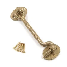 4 Inch Solid Antique Brass Privacy Hook and Eye Latch Easy Lock with Screws f...