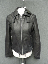 Massimo Dutti Premium Leather Black Jacket Uk Xs Rrp £229 Ln024 Kk 01