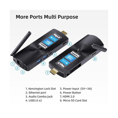 MeLE PCG02 Fanless Mini PC Stick Windows 11 Pro Celeron J4125 8GB