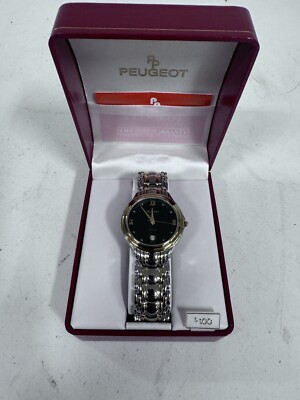 Vintage Peugeot Women\'s 132M Gold Tone Bracelet Watch with Date Vintage Peugeot Gold Diamond and Mother of Pearl Classic  main image 3