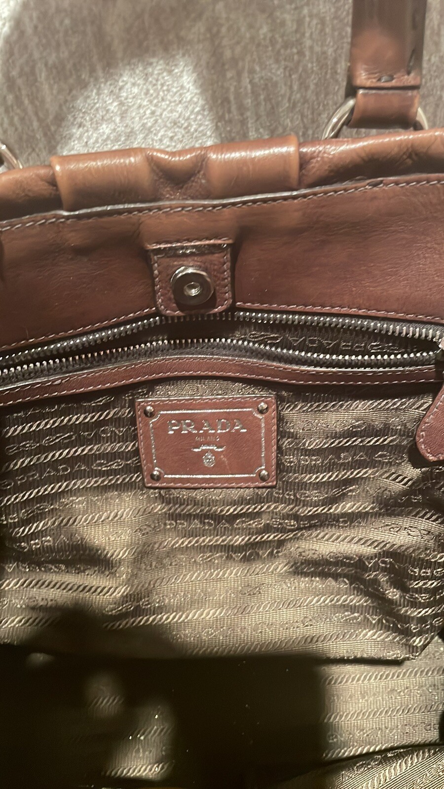 Authentic PRADA  Bag in rich brown leather - image 4