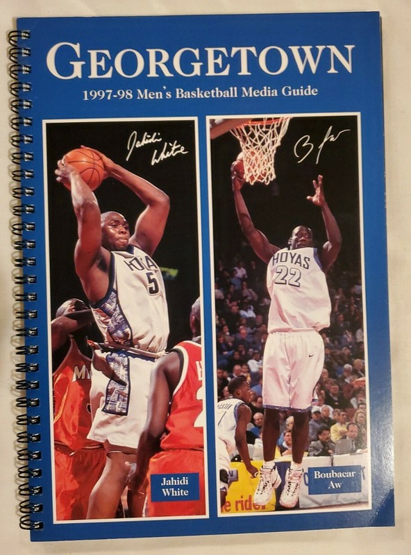 1997-98 GEORGETOWN HOYAS MEN'S BASKETBALL MEDIA GUIDE JAHIDI WHITE JOHN THOMPSON