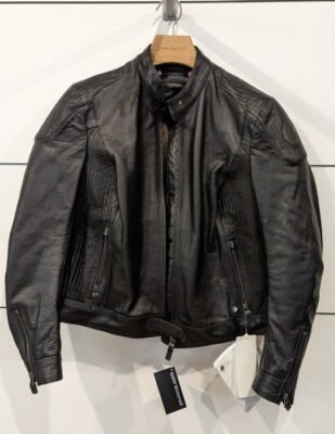 BMW Genuine Motorcycle Black Leather Womens Jacket Euro 48 US 18 