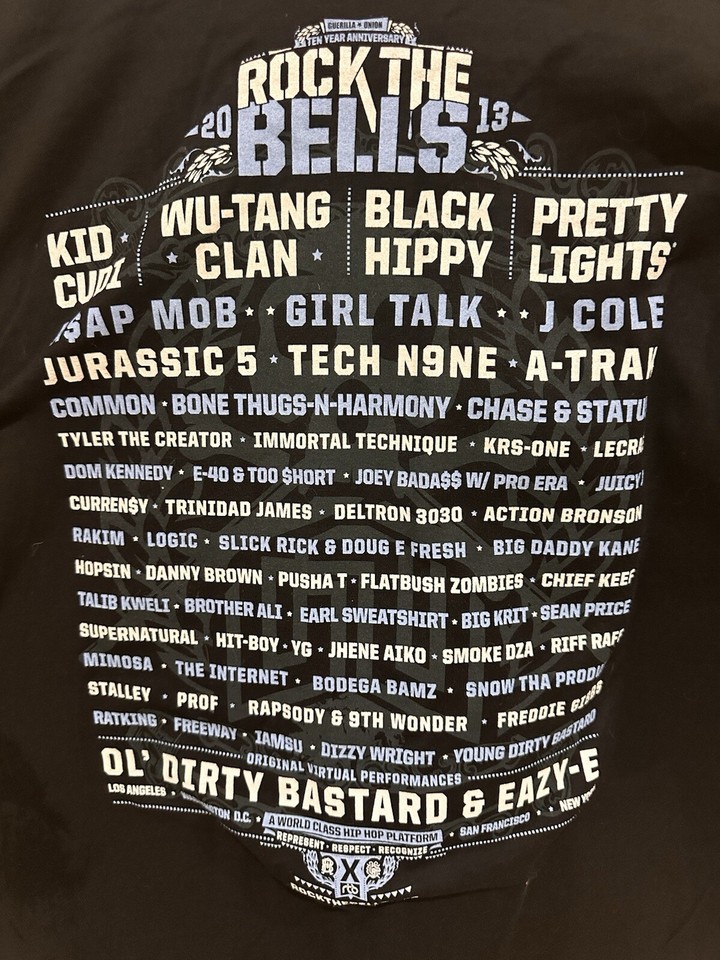 Rock The Bells 2013 Hip Hop Festival Black XL Men’s TShirt Wu Tang