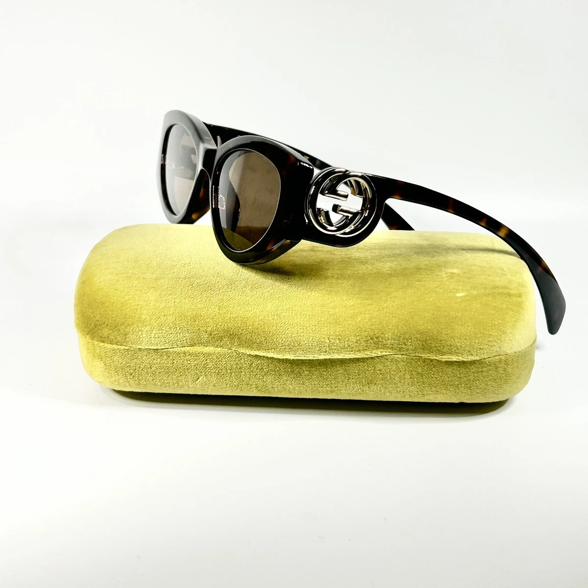 New Gucci Chaise Longue 54MM Cat-Eye Sunglasses Havana MSRP 