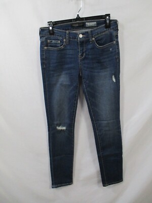 Aeropostale Jeans Womens Short Blue Straight Leg Distressed Flat Front  Cotton