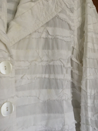 Nomadic Traders White Cotton Jacket Raw Edge tiers Size Large Split Cuffs - Picture 5 of 12