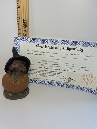 Vintage Tim Wolf Jodi Chipmunk 1992 Ritirato COA Zucca Halloween Cairn - Foto 6 di 6