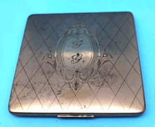 Vintage Elgin American Brass Powder Compact 1950s 3.5" *MIRROR CRACK*