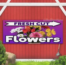 Fresh Cut Flowers Arrow indoor outdoor banner sign