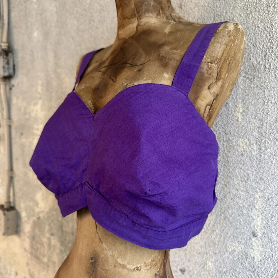 Vintage 1930s 1940s Purple Cotton Camisole Top Sportswear Playsuit Blouse - Image 4 of 4