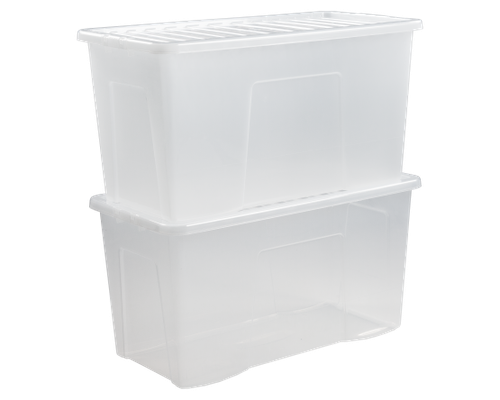 110L Storage Box With Lid Extra Large Clear Plastic Home Office - UK Made - Picture 5 of 12