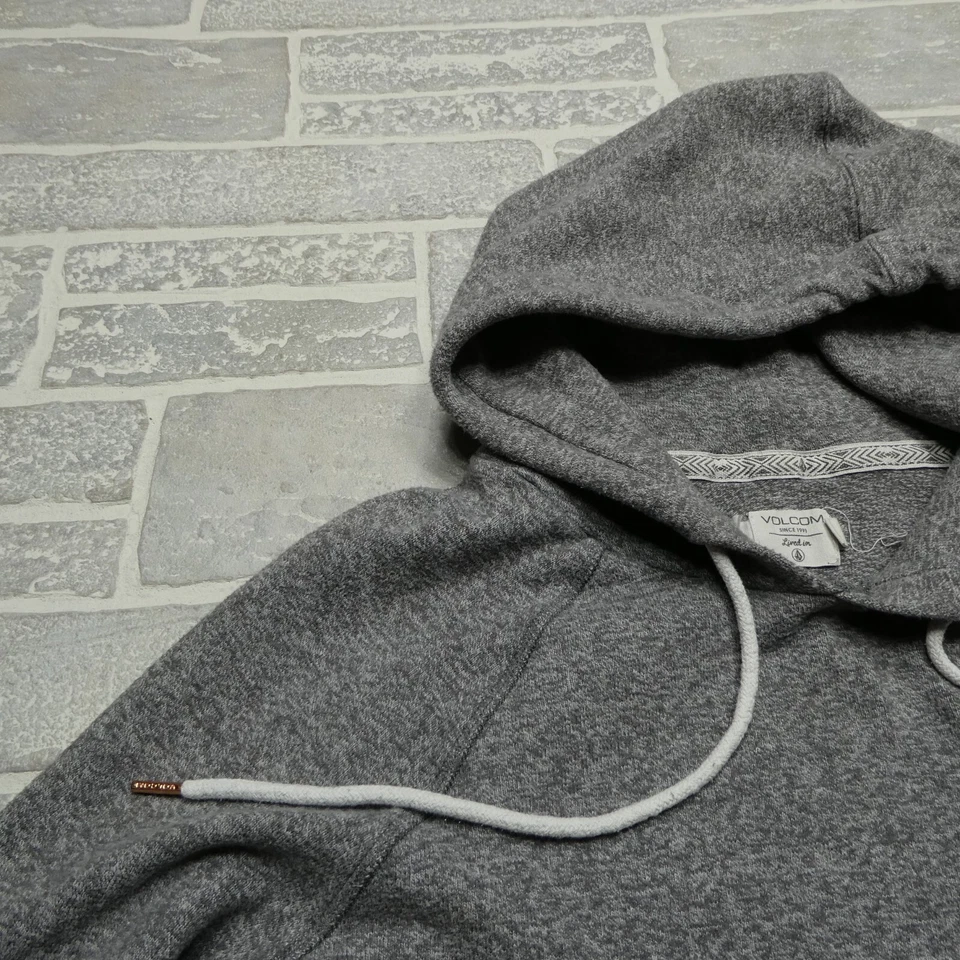 Suéter Volcom Jóvenes Niñas Talla Grande Gris Tejido Sudadera con Capucha Metal Dije Foto 4 de 4