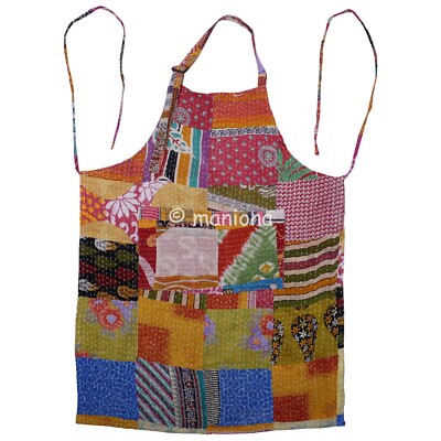 エプロン Kantha Quilt Apron Vintage Patchwork Kantha Quilted Apron Handmade Cotton