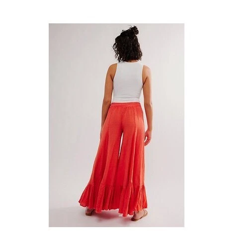 Pantalones Free People Summer Kiss Godet Algodón Calado Pierna Ancha Playa L NUEVO 279314 Foto 2 de 4
