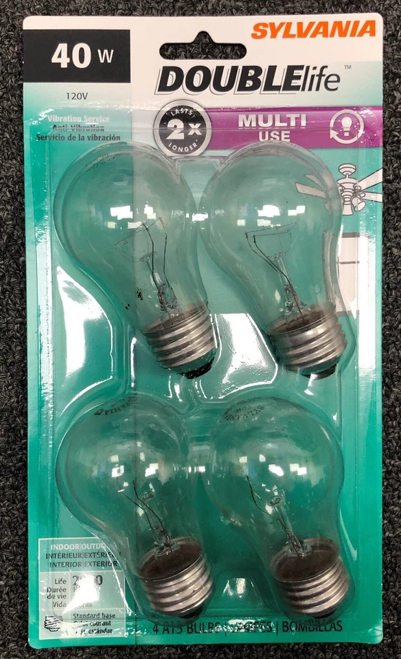 *NEW* Sylvania double life 40w 120v 4 pack *Standard Base*