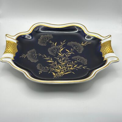 Echt Weimar Kobalt Germany porcelain blue 9 inch gold embellished