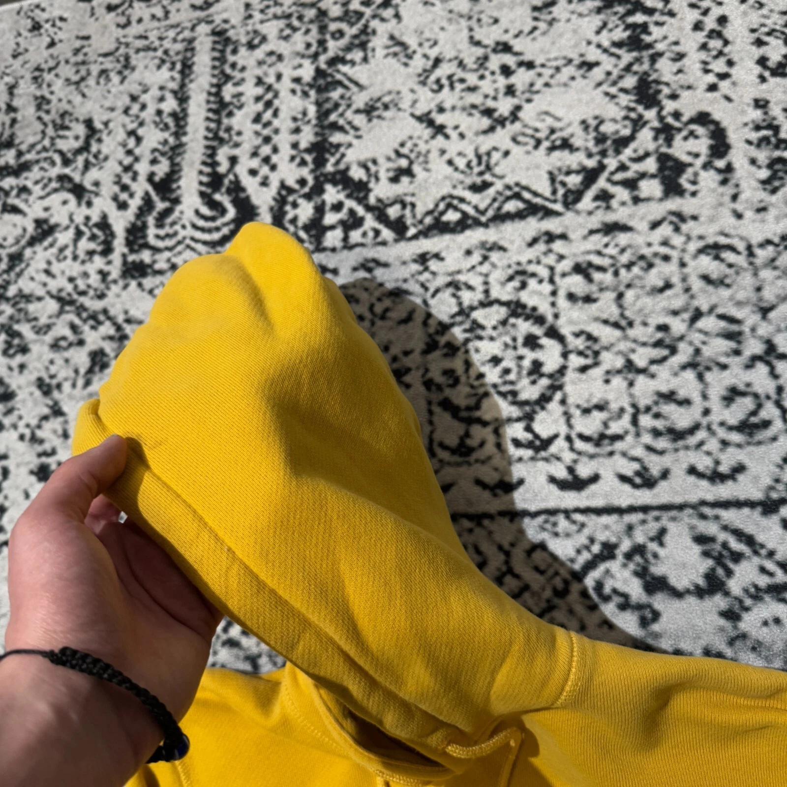 GUCCI Felpa con cappuccio vintage unisex cotone giallo taglia S Samose Y2K anni 90 streetwear vestibilità regolare