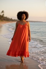 Plus Size 3XL Sundress Flowy Red Orange Sleeveless Nightgown Beach Coverup NWOT