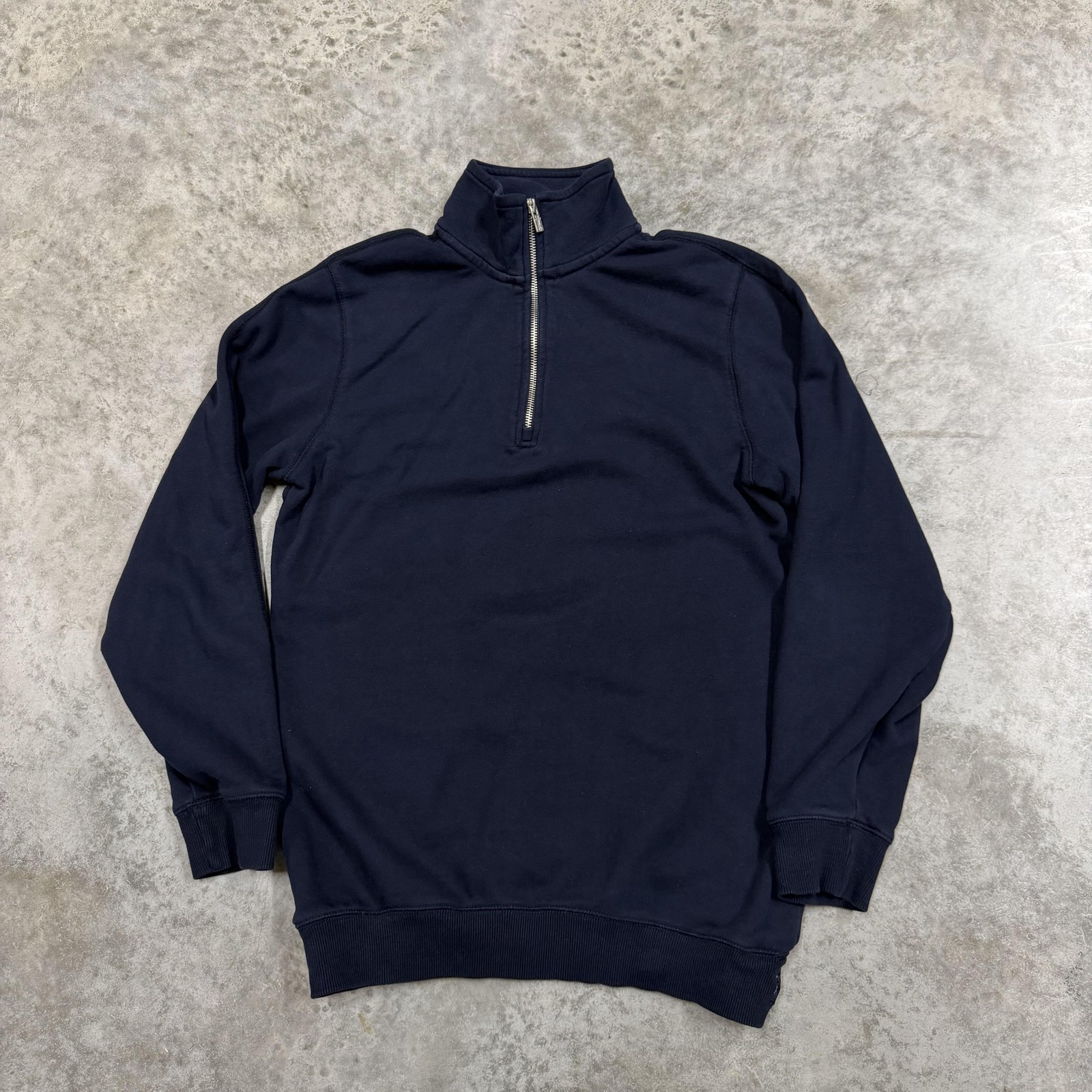 American Tall Sweatshirt Mens Small Navy 1/4 Zip Mock Neck Pullover Solid