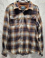 Sugar River Mens Brown Long Sleeve Flannel Shirt Size XXL Casual Plaid