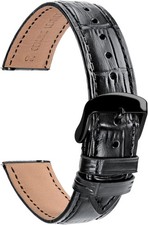Extra Long Watch Band - XL XXL Leather Watch 22mm Black/Black Clasp