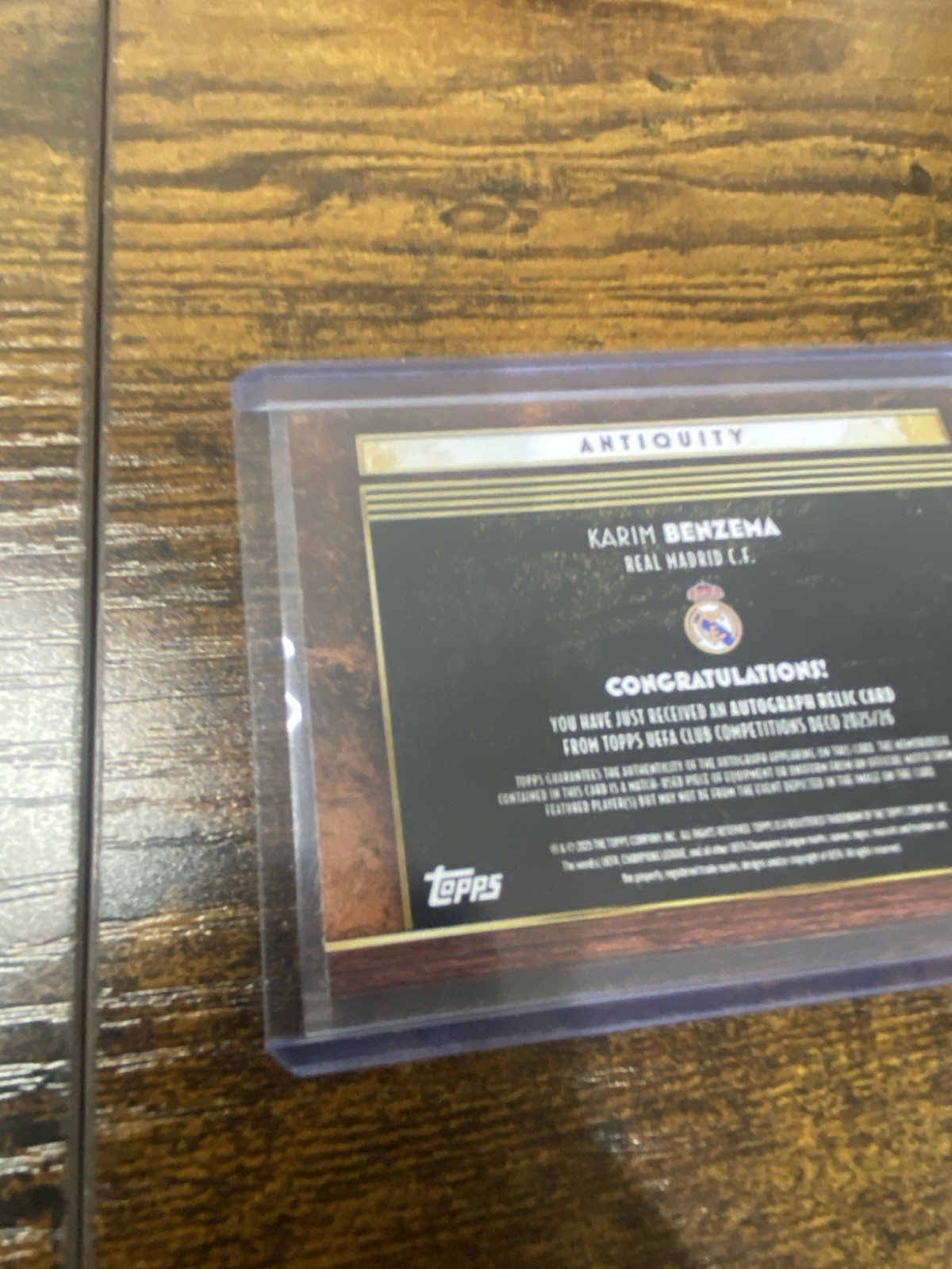 Karim Benzema 2025-26 Topps Deco Match Worn Patch Auto #’ed 24/25 Real Madrid view 8