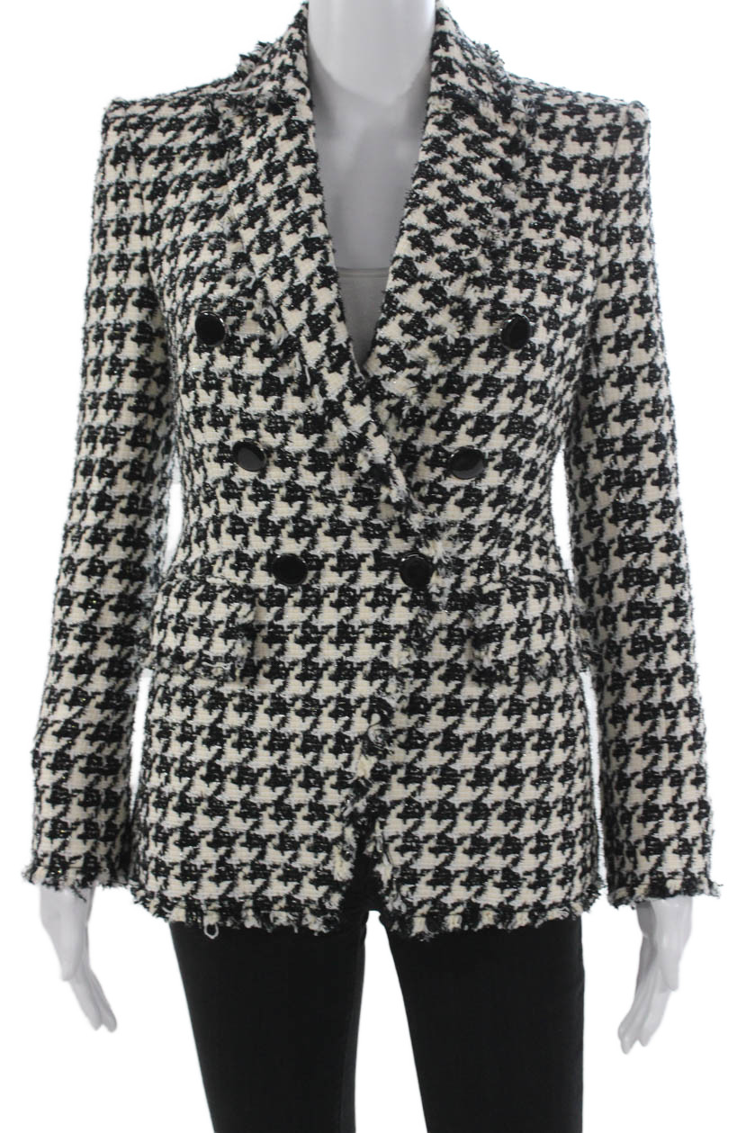 Veronica Beard Womens Black Houndstooth Blazer Button Long Sleeve Size 0Free Shipping in US $100+ Orders | $6.95 Orders Below