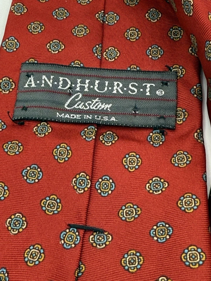Vintage Andhurst Custom 100% Silk Floral Pattern Tie Made in USA Designer 😎🧐 - Image 4 of 4