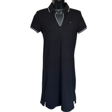 Tommy Hilfiger Polo Shirt Dress Sz XS Black Preppy Tennis Prep Sporty