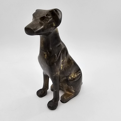 Vintage Brass or Bronze Statue of a Seated Greyhound Dog 7" Tall Heavy Excellent