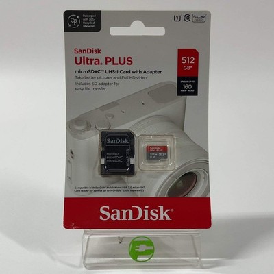 New SanDisk Ultra Plus 512GB microSDXC UHS-I Card with Adapter