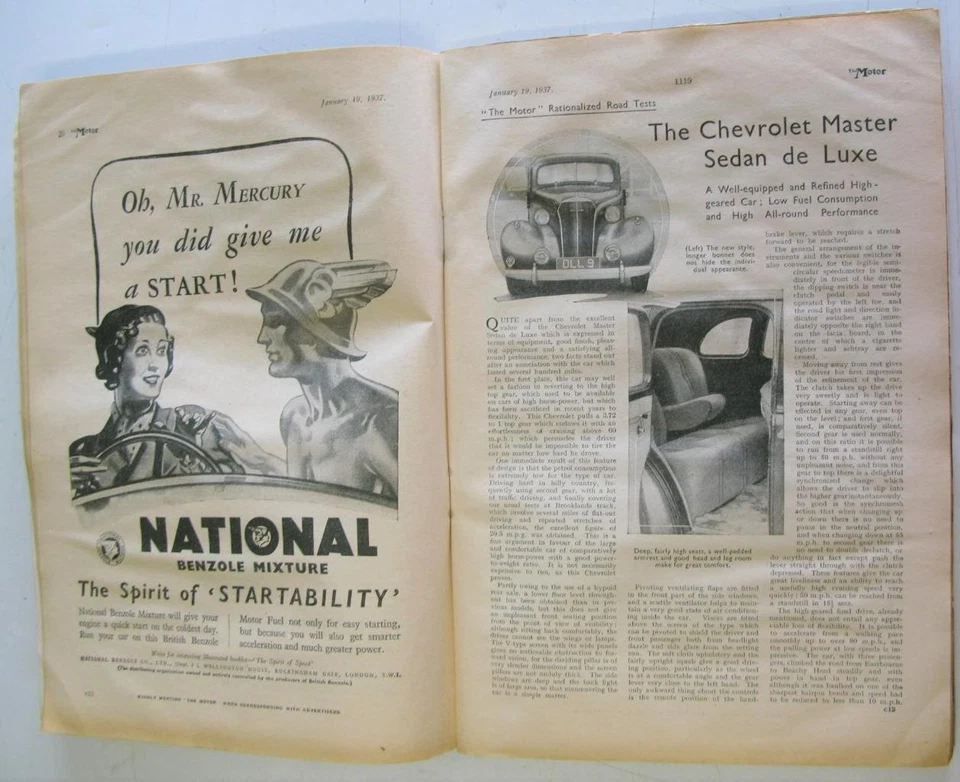 The MOTOR Magazine 19 Jan 1937 Chevrolet Master Sedan Lanchester 18 Tests++ - Image 2 of 4