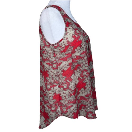 Juicy Couture Tank Top Blouse Womens Small Embellished Sheer Keyhole Floral Y2K - Picture 3 of 7