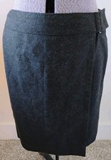 Vtg Ralph Lauren Wool Wrap Skirt Women's Charcoal Gray Classic Fully Lined EUC 8