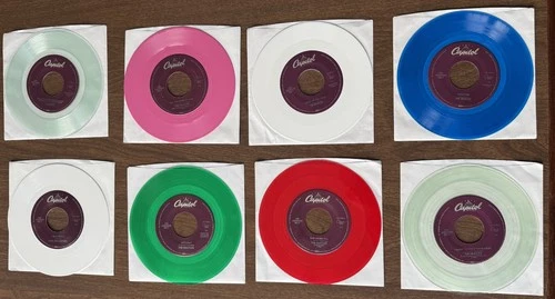 Lot of 8 Beatles Colored Vinyl 45s From Capitol Records NM Marked Jukebox Only