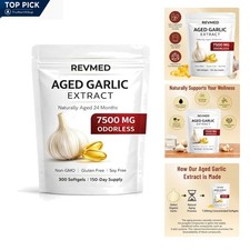 Aged Garlic Extract Softgels 24 Odorless Non-GMO Gluten Soy Free 300 Capsule...