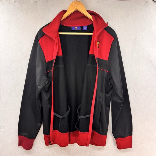 FC Barcelona FCB Track Jacket Mens Large L Full Zip Forca Barca Soccer Red Black - Afbeelding 6 van 7