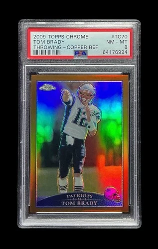 2009 topps chrome #TC70 tom brady; copper /649 refractor PSA 8  - CENTERED -